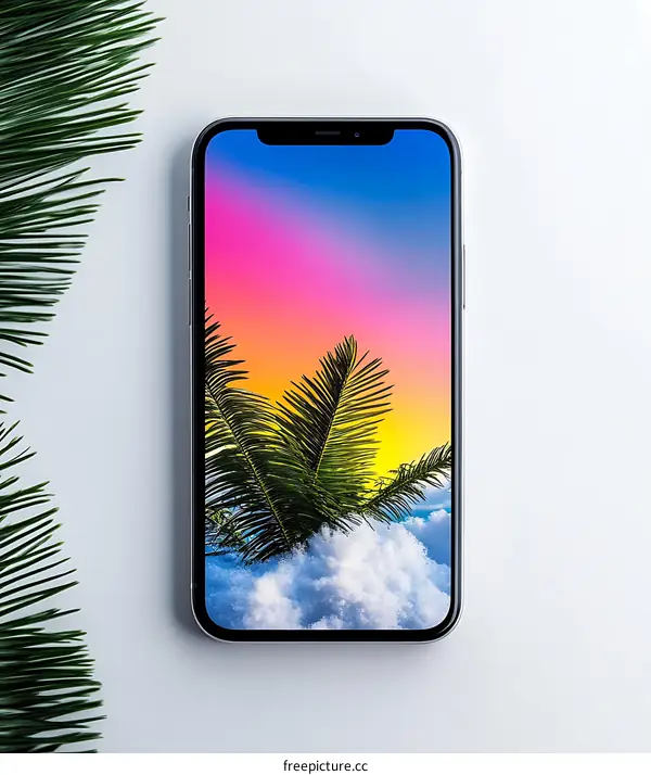 Palm Tree Phone Screen  with Sunset Background