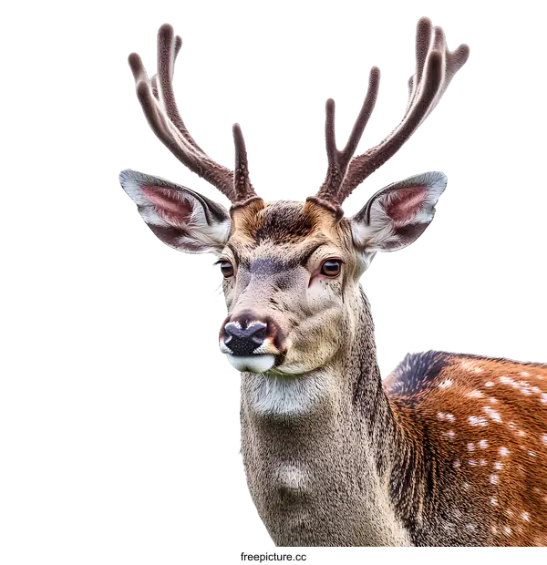 [Transparent Background PNG]Close Up Portrait of a Fawn with Antlers