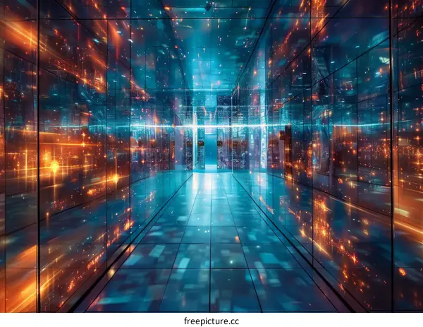 Glowing Cityscape: Futuristic Technology Architecture