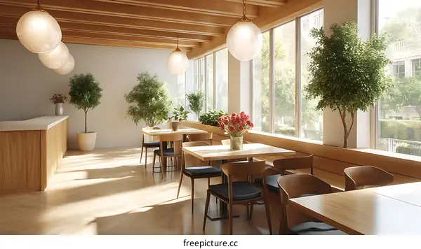 Modern Cafe Interior Design with Natural Light