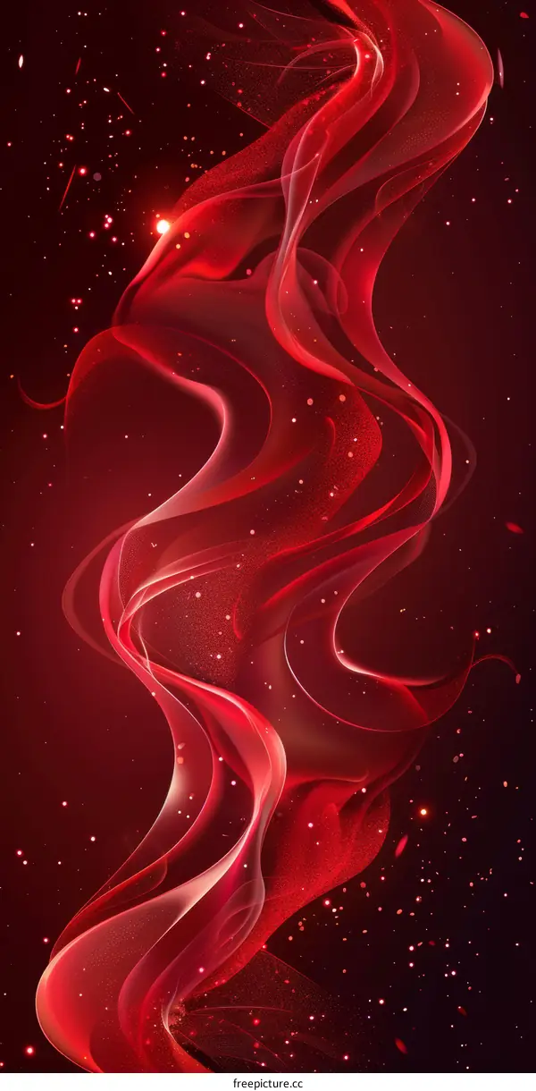 Dynamic Red Silk Ribbons Abstract Background