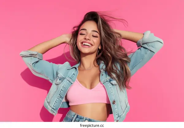 Young Woman in Trendy Fashion Style