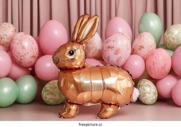 Easter Party Balloons and a Gold Bunny Balloon Decoration