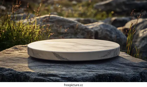 Marble Round Display Platform Outdoor Scene