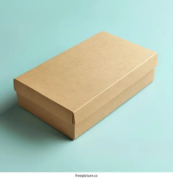 Closed Cardboard Box on Blue Background