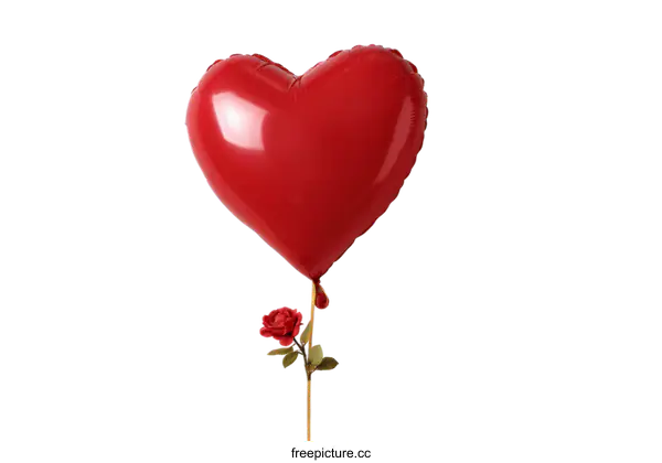 [Transparent Background PNG]Red Heart Balloon with Rose Valentines Day Decoration