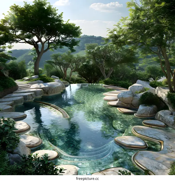 A swimming pool in the mountains