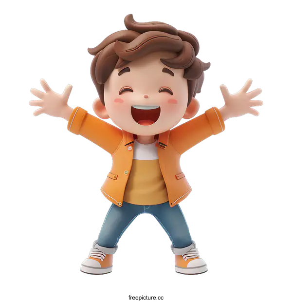 [Transparent Background PNG]Cheerful 3D cartoon boy