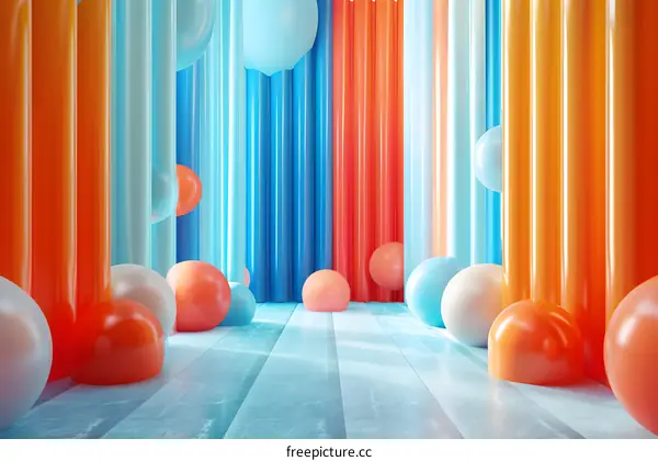 Colorful balloons and geometric shapes