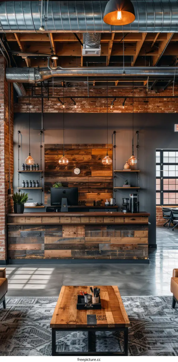 Modern Rustic Workspace with Industrial Elements