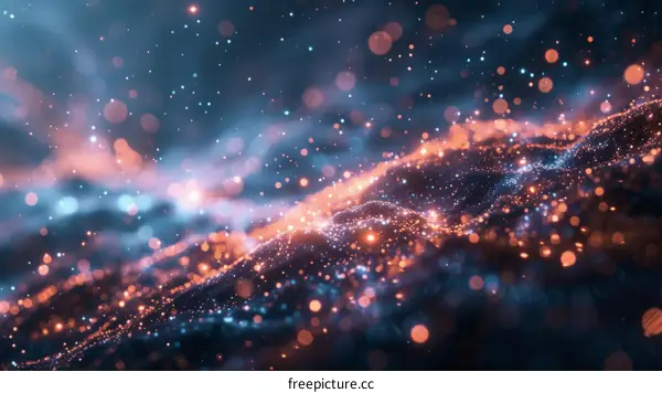 Blue and Orange Glowing Particles Background