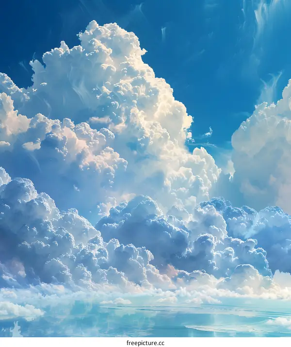 Cumulus cloudscape over the ocean
