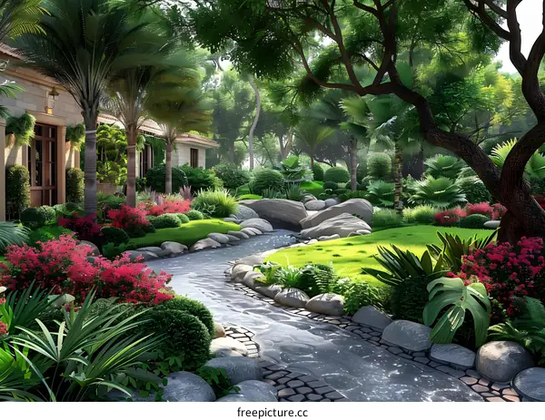 A lush garden landscape design