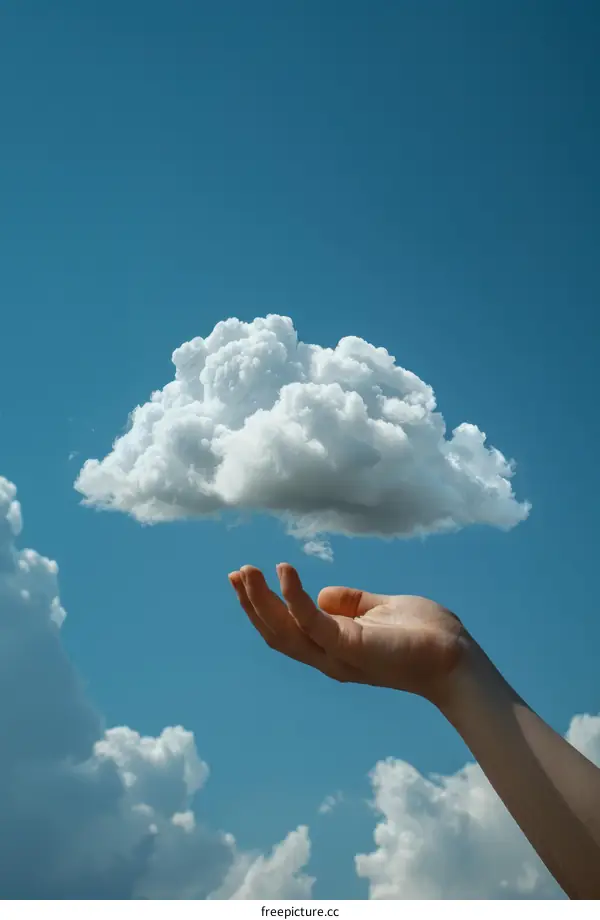 Hand Holding a Fluffy Cloud