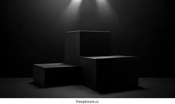 Dark Product Display with Cubic Stages