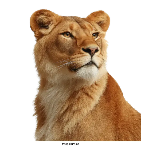 [Transparent Background PNG]Close-up Lioness Portrait on White Background