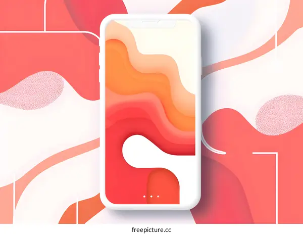 Abstract Mobile Phone Wallpaper Design with Orange and Red Gradient Waves