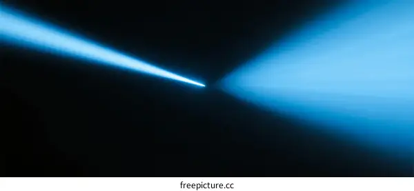 Blue Light Beams Projecting in Dark Space with Concentric Patterns