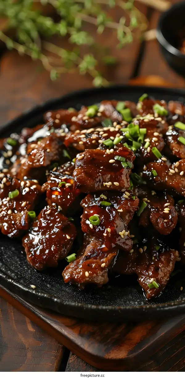 Korean bulgogi beef with sesame seeds