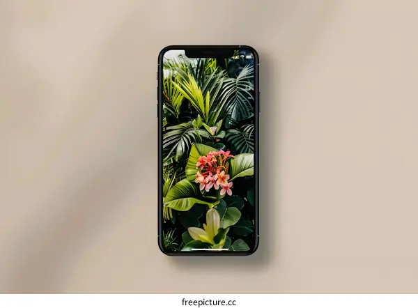 Tropical Phone Wallpaper Green Leaves Flowers