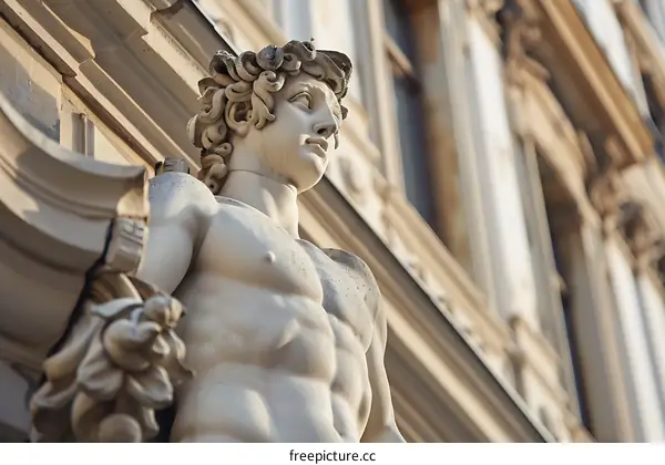 Close Up of a Marble Statue of a Man