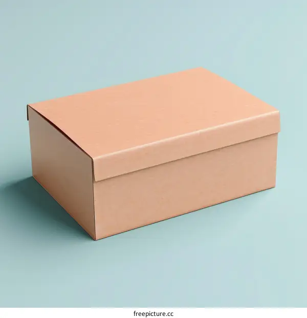 Light Brown Cardboard Box on Blue Background