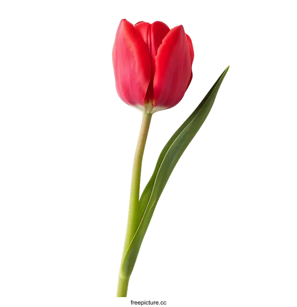[Transparent Background PNG]Red Tulip Flower Isolated on transparent background