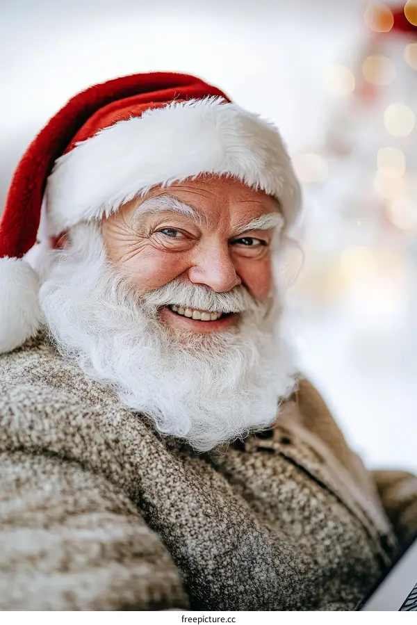 Smiling Santa Claus Portrait in Festive Setting