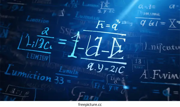 Mathematical Equations on Dark Background with Scientific Symbols