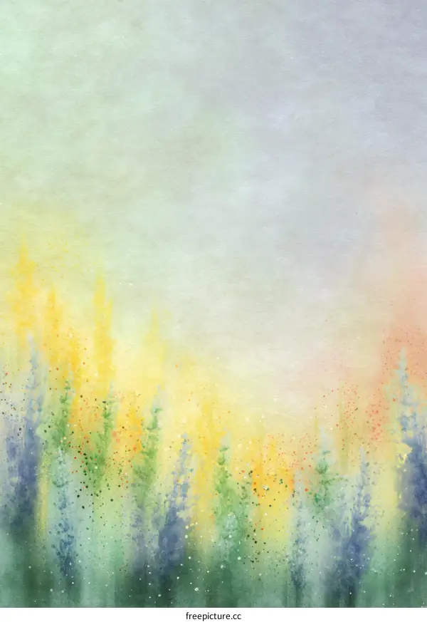 Abstract Watercolor Meadow Landscape Illustration