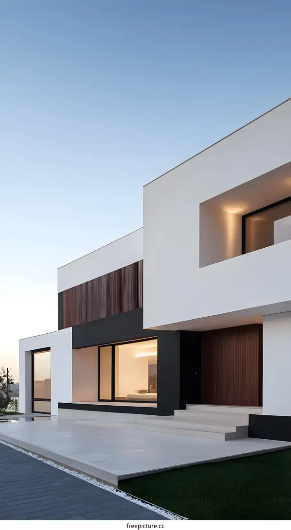 Modern Minimalist House Exterior With Wooden Accents