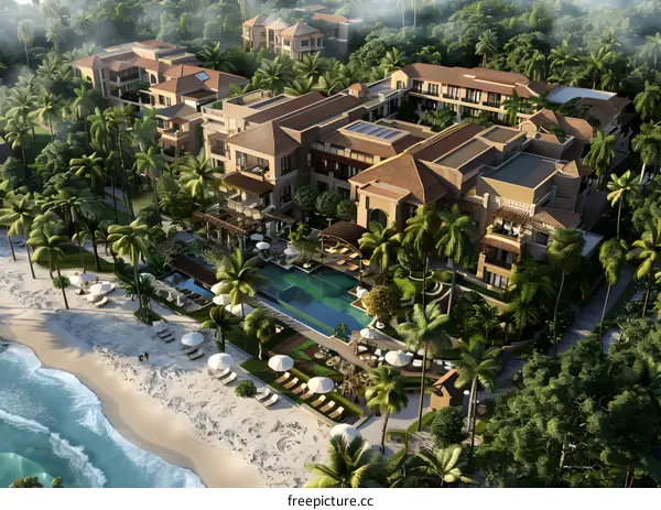 An aerial view of a resort in Haitang Bay, Sanya