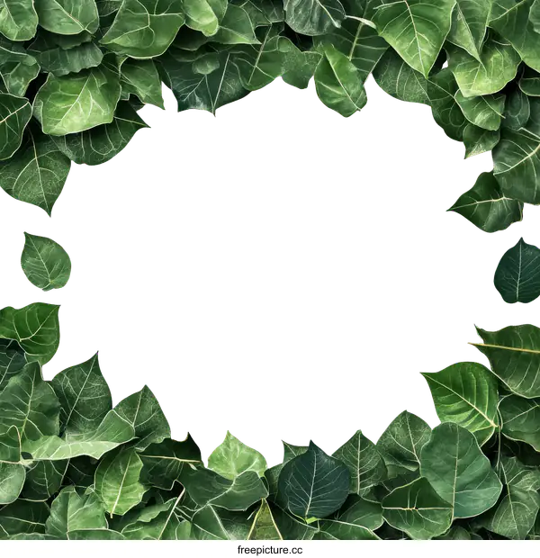 [Transparent Background PNG]Green Leaves Circle Frame Background Design