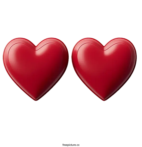 [Transparent Background PNG]Two Red Hearts on a White Background