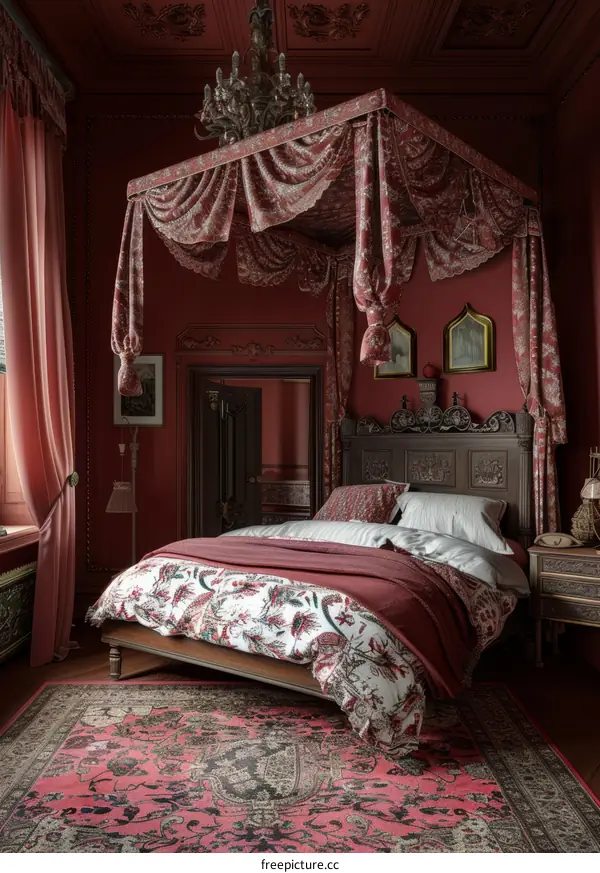Romantic Bedroom Interior Design with Canopy Bed