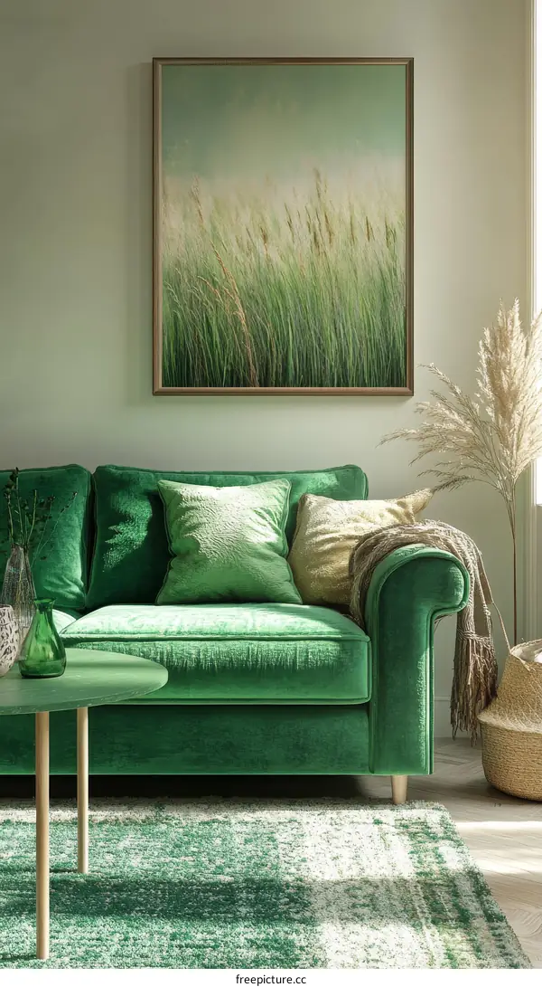 Green Grass Artwork in a Modern Living Room
