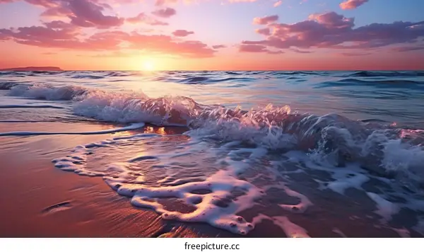 Pink sky sunset at beach