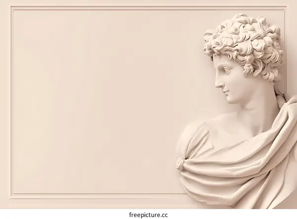 Ancient Roman Bust Sculpture on White Wall