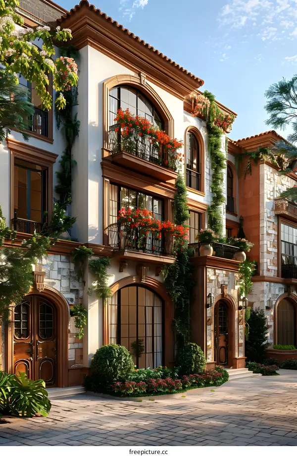 European-style apartment buildings with beautiful exterior design