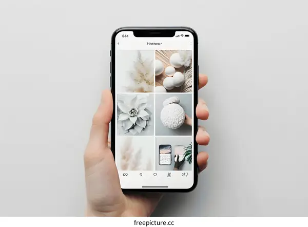 Hand Holding Smartphone With Minimalist Aesthetic Photos