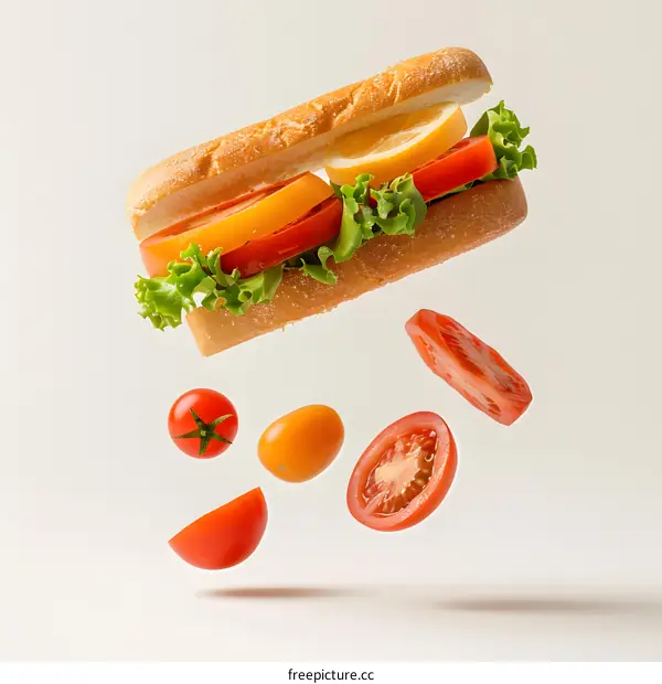 Sandwich with tomatoes and lettuce