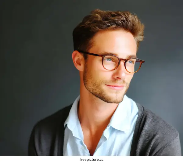 Close Up Portrait of a Caucasian Man with Glasses