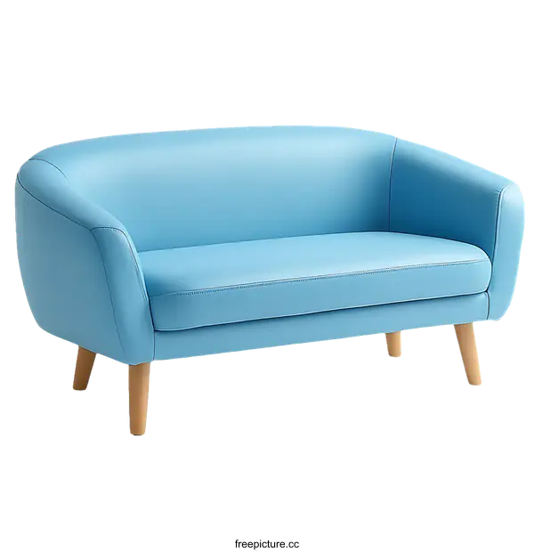 [Transparent Background PNG]Light Blue Modern Sofa for Kids Room