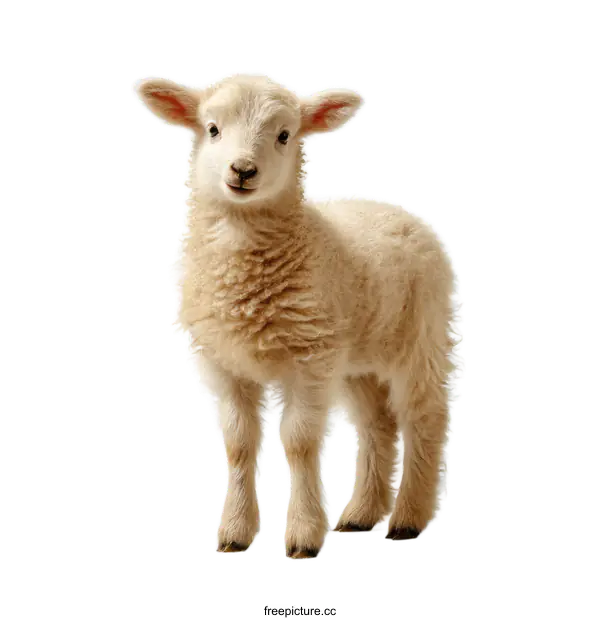 [Transparent Background PNG]Adorable Baby Lamb Portrait Against White Background