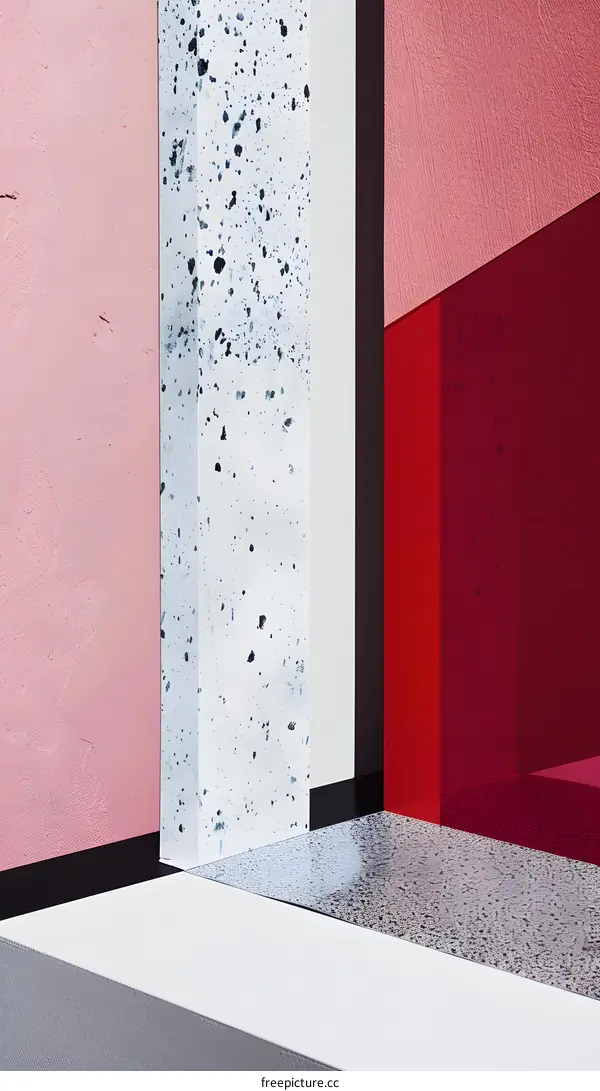 Abstract Geometric Shapes With Pink, White And Red Colors