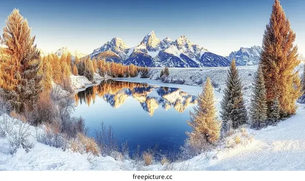 Winter Mountain Lake Scenery
