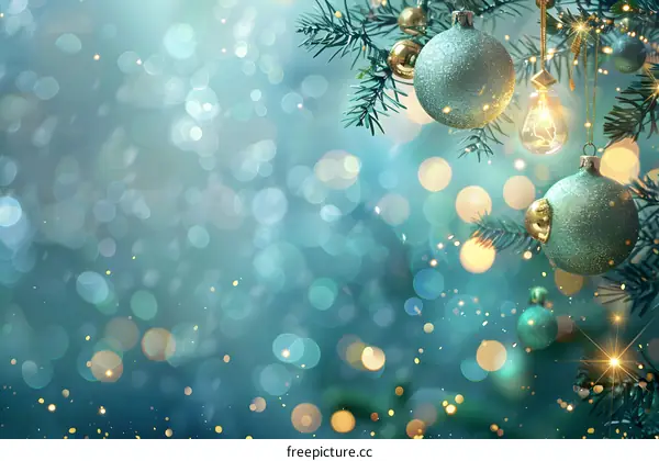 Christmas tree and lights with Christmas decorations