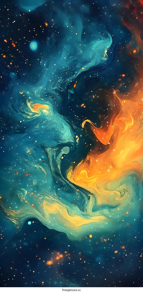 Abstract Cosmic Galaxy with Swirling Colors