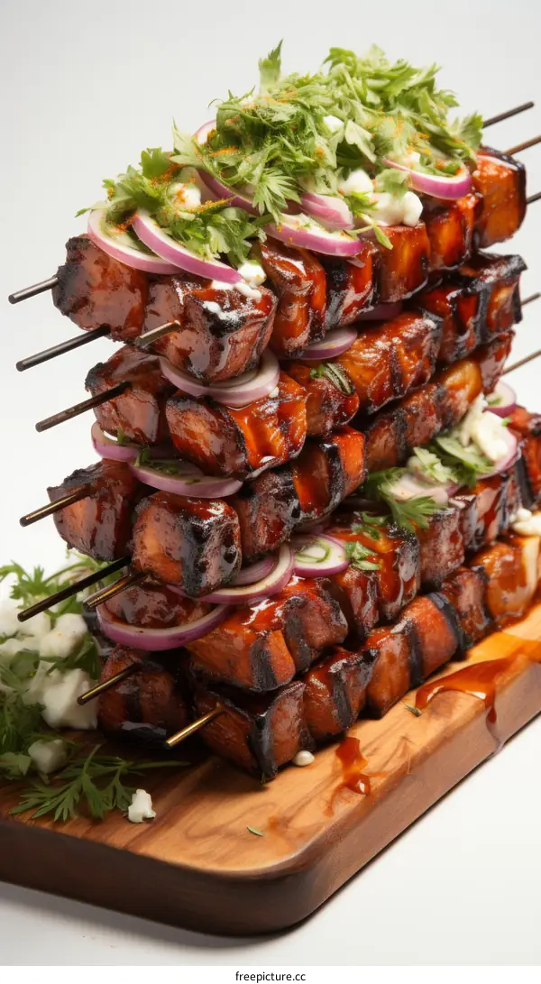 Skewers of Pork with Herbs and Onions