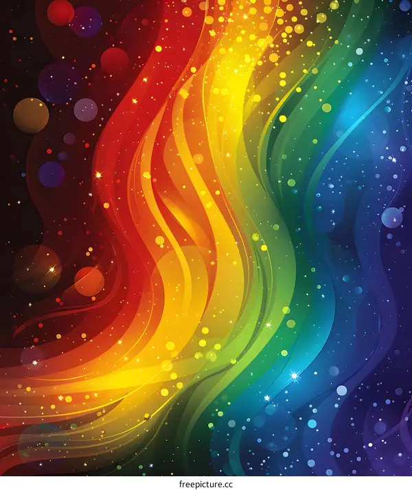 Abstract Rainbow Swirls Background With Sparkles